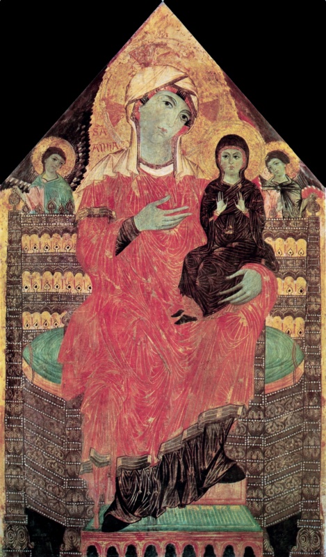 Saint Anne Enthroned with the Infant Mary and Two Angels